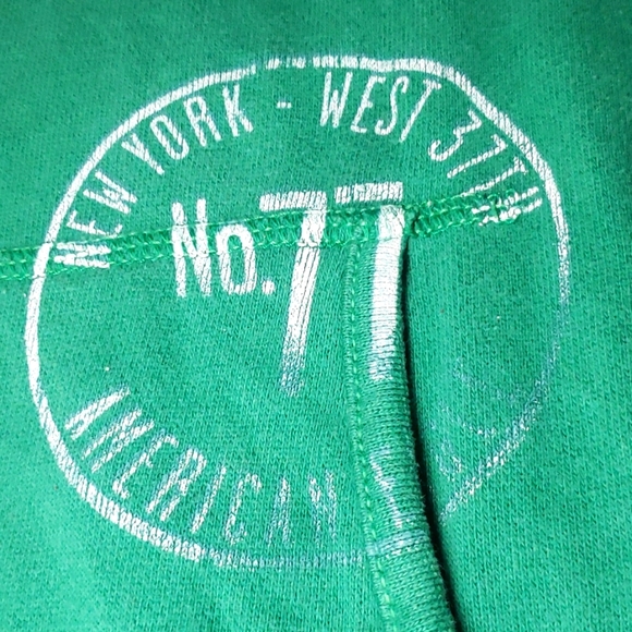 American Eagle Hoodie Size Medium Green NYC Hooded Cotton Pullover Sweatshirt - Picture 2 of 8